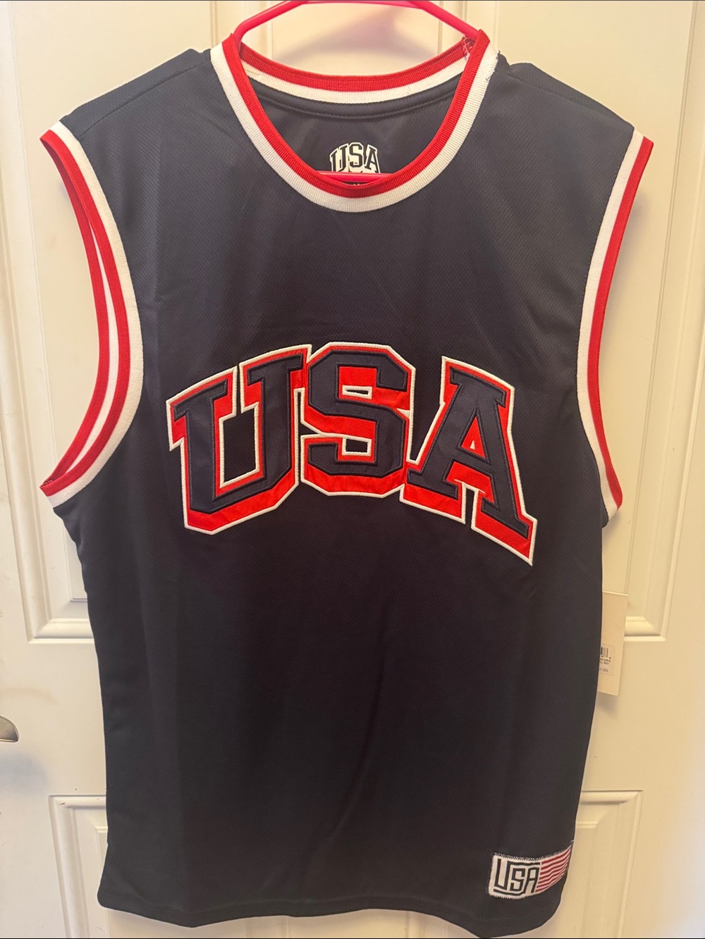 Active USA Men's Navy Blue Red White USA Basketball Jersey